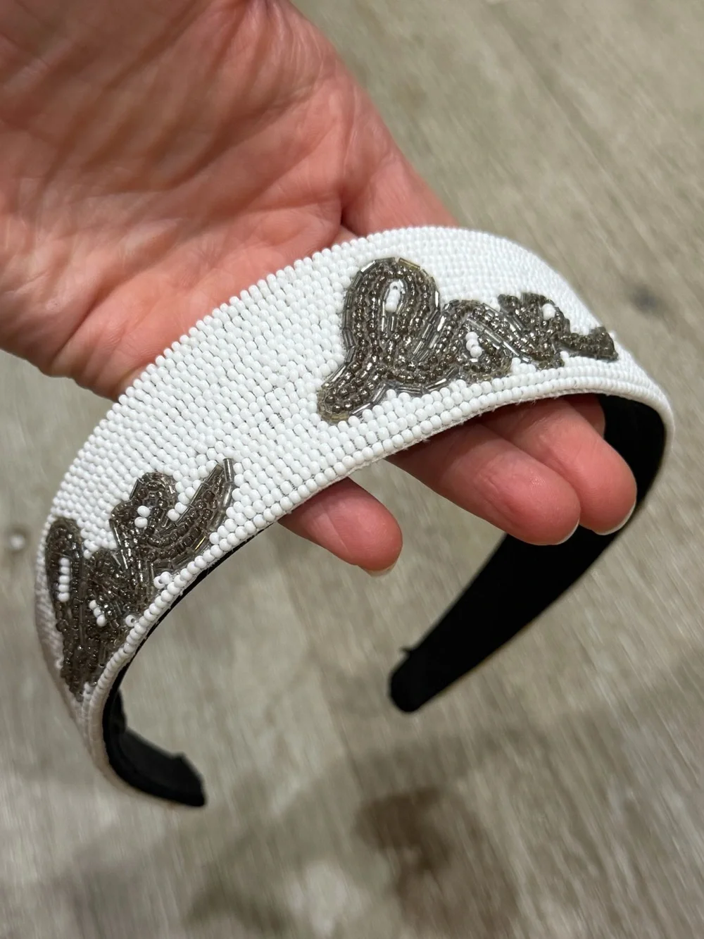 Mignonne Gavigan Beaded White 'Love' Headband